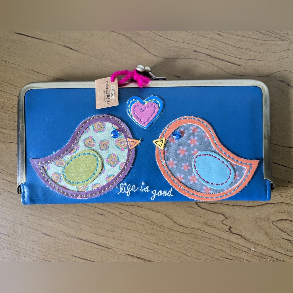 NWT Natural Life birds clip wallet